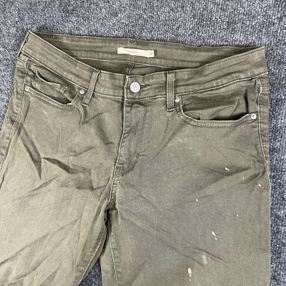 Levi's 711 Skinny Jeans‎ Women's 30x26 Olive Green Stretch Mid Rise Denim Pants